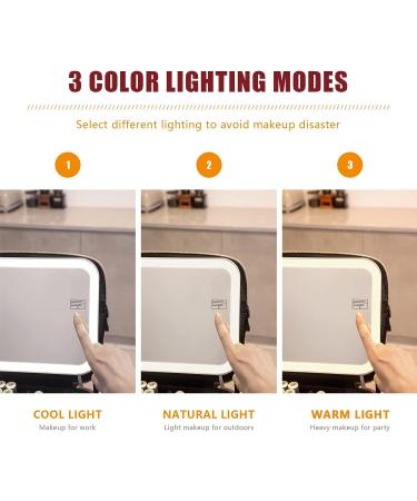 Jadazror Rechargeable Makeup Train Case with Mirror and Light - Black - Buy Online on GoSupps.com