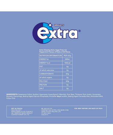 Extra Chewing Gum Sugar Free Ice Peppermint Flavour Chewing Gum 46 Pieces 64g - Buy Online on GoSupps.com