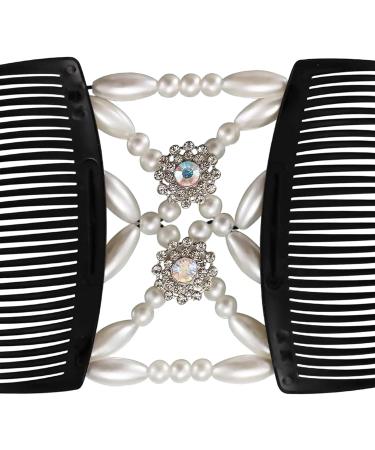 4 Pcs Beaded Hair Combs Clips for Women - Butterfly & Flower Design | Elastic Magic Beads Hair Slides for Girls Hair Styling - Buy Online on GoSupps.com