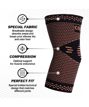 Buy Copper Compression Elbow Braces (Pair) - Relief for Tennis Elbow Golfer's Elbow Bursitis and Arthritis Pain - International Shipping Available - Buy Online on GoSupps.com