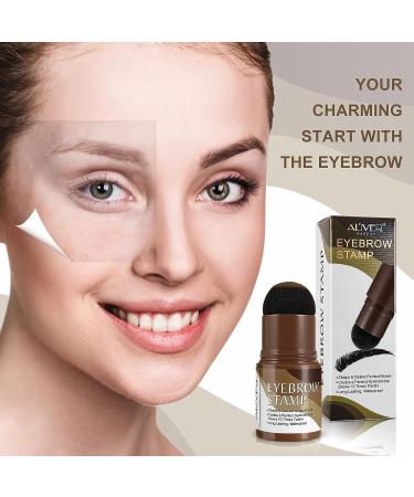 Professional Eyebrow Stamp Stencil Kit: Waterproof, Long Lasting, Dark Brown Eyebrow Powder with 10 Stencils and 2 Brushes - Buy Online on GoSupps.com
