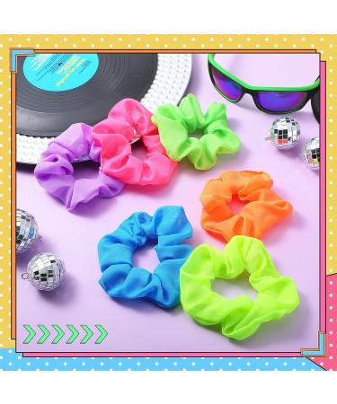 Xunyee 48 Pcs 80s Neon Scrunchies Set - Soft Hair Ties for Women and Girls - 6 Solid Colors - Party Accessories - Buy Online on GoSupps.com