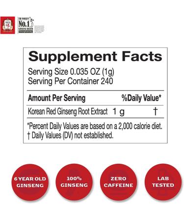 Korean Red Ginseng Extract 240g | CheongKwanJang Panax Ginseng Root | Natural Energy & Immune Support for Men & Women | Boost Nitric Oxide, Blood Circulation, Brain Function | 240g (Pack of 1) - Buy Online on GoSupps.com