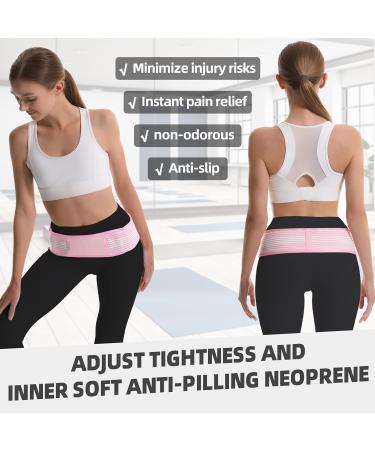 SI Joint Sacroiliac Belt for Pain Relief - Sciatica & Lower Back Support for Women & Men | Elastic Lumbar Pelvic Brace (Pink - Buy Online on GoSupps.com