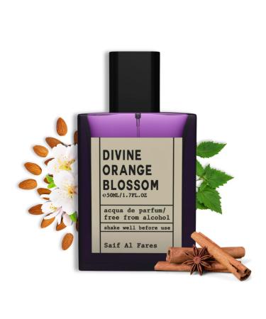 Divine Orange Blossom - Signature Non-Alcoholic Perfume for Men & Women | Spicy Floral Woody Fragrances | Long Lasting Arabian Perfumes 1.69 Fl. Oz.