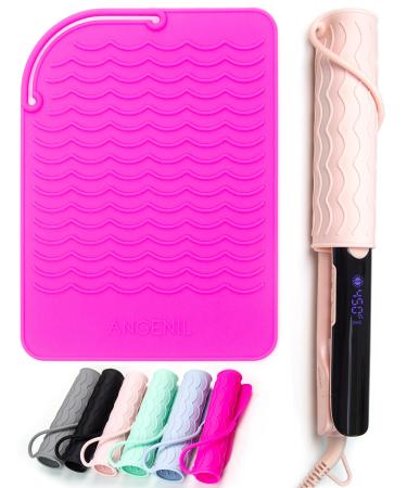 Angelil heat -resistant mat for curls heat -resistant surface smooth iron silicone mat for smooth iron hair smooth hairdresser devices hot hair tools Heat -resistant mat 23cm x 17 cm pink