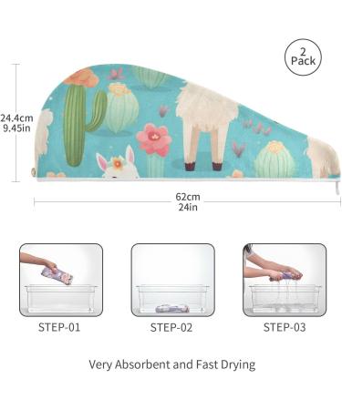 Cactus Alpaca Hair Towel 2 Pack - Super Absorbent Quick Dry Hair Turbans for Women & Girls - Buy Online on GoSupps.com