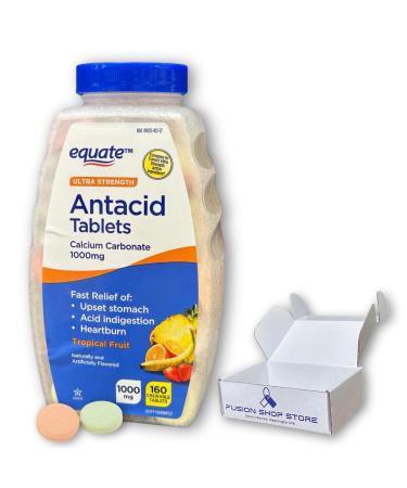 Antacid Tropical Fruit Ultra Strength- Chewable Tablets 1000mg 160 Count (Pack of 1) Boxed by Fusion Shop Store