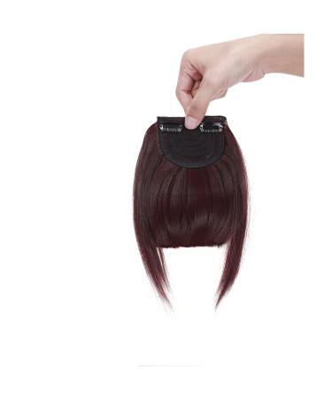 Fashion Clip In Bangs Hair Extensions Front Full Neat Bangs Fringe 2 Clips One Piece Thick Straight Hairpiece Accessories Hairpiece For Women Wine Red