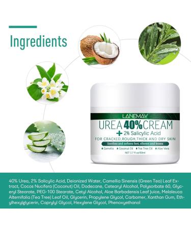 Urea 40% Foot Cream - Urea Cream for Feet - Foot Cream for Cracked Heels and Dry Skin - Cracked Heel Repair Cream with Hyaluronic Acid and Aloe Vera - Foot Cream for Very Dry Feet - Buy Online on GoSupps.com