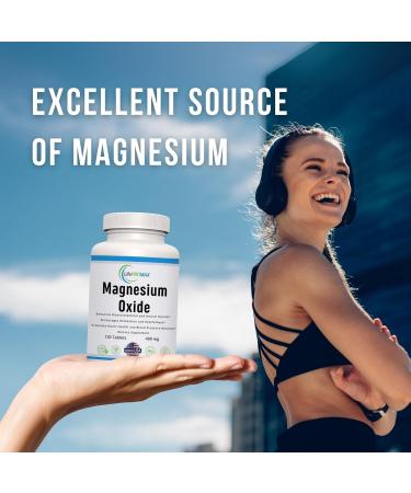 Magnesium 400mg High Potency Supplement Magnesium Oxide for Immune Support Muscle Recovery Leg Cramps and Relaxation 120 Tablets - Buy Online on GoSupps.com