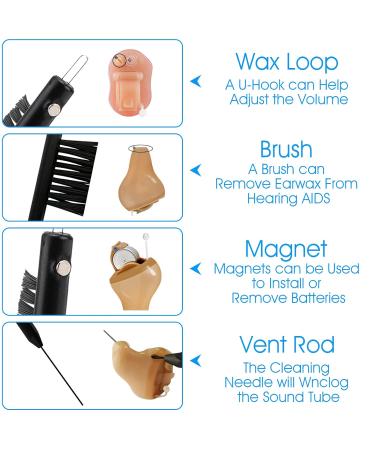 5Pcs Hearing Aid Cleaning Brush | Earpiece Earmold Vent Cleaner| Cleaning Brush with Wax Loop and Magnet| Multifunctional Hearing Aid Vent Cleaning Wire Tool for Sound Tubes Hearing Amplifiers - Buy Online on GoSupps.com