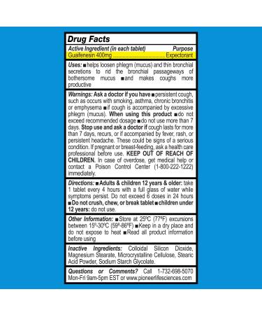 GenCare Mucus Relief Expectorant Guaifenesin 400mg 200 Tablets - Fast Acting Cold & Flu Relief for Chest Congestion, Coughing, and Allergies - Buy Online on GoSupps.com
