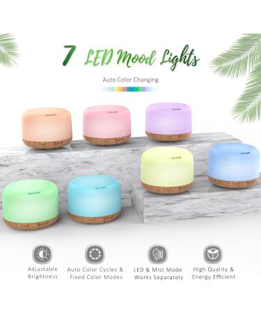 Asakuki 500ml Aroma Diffuser with 6 Essential Oils | Humidifier Timer Auto Shut-off & 7 LED Colors - Enhance Your Home with Fragrance - Buy Online on GoSupps.com