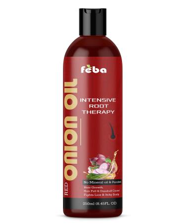 Feba Red Onion Oil For Hair Growth Men and Women Natural Ingredients No Mineral & Paraben Intensive Hair Root Therapy (250 ml)
