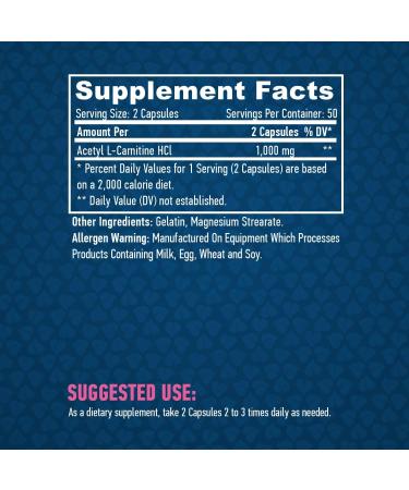 Acetyl LCarnitine 1000mg Haya Labs 100caps - Buy Online on GoSupps.com