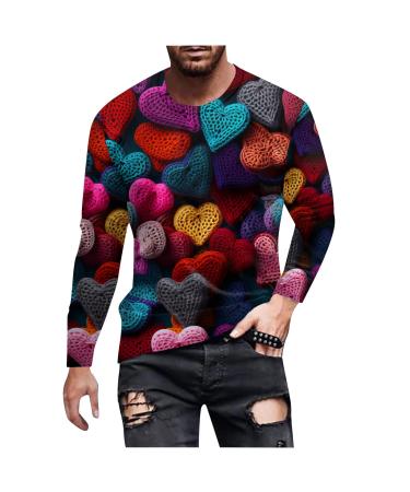 Men's Long Sleeve Tops Tunic Basic Sweatshirts Fashion Designer Blouse Pullover Loose Comfy O-Neck T Shirt Tees Blue X-Large