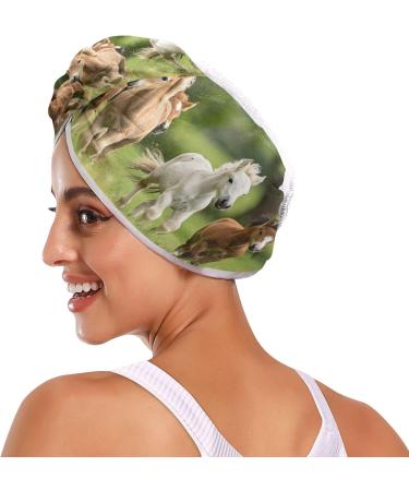 Super Absorbent Running Ponies Hair Towel 2 Pack - Quick Dry Hair Turbans for Women & Girls - Perfect for Foals & Horses - Buy Online on GoSupps.com