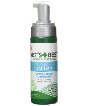 Vet's Best Waterless Cat Bath | No Rinse Waterless Dry Shampoo for Cats | Veterinarian Formulated | 4 Ounces