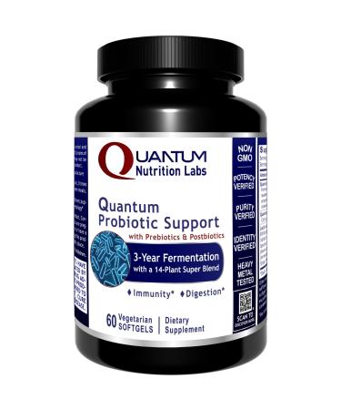 Quantum Nutrition Labs Probiotic Support - Pre Pro Post Biotics for Women & Men Prebiotics Probiotics Postbiotics & Phytobiotics - 60 Vegetarian Softgel Capsules
