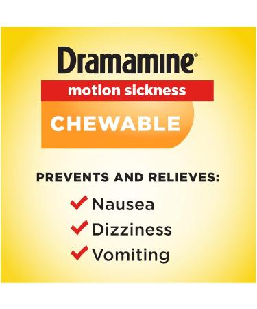 Dramamine Motion Sickness Relief Chewable Orange Flavor - 8 Count Pack, Fast-Acting Formula - Buy Online on GoSupps.com