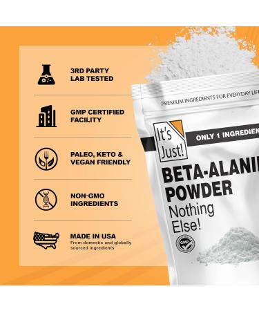 It's Just! - Beta-Alanine Powder Pre-Workout Supplement 250g Bulk Unflavored 3000mg Per Serving (250g / 83 Servings) 8.8 Ounce (Pack of 1) - Buy Online on GoSupps.com