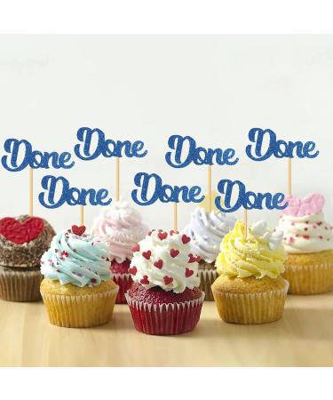 MonMon & Craft Done Cupcake Toppers/Graduation Cupcake Decor/Congrats Grad Cupcake Toppers/College Graduation Party Cupcake Decorations/Blue Glitter 24 Pcs - Buy Online on GoSupps.com