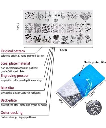 RUNRAYAY Nail Art Image Stamping Plates Valentine'S Day Love Heart Flower DIY Manicure Template Image Plate for DIY Nail Art - 6 x 12Cm B - Buy Online on GoSupps.com