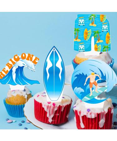 Surfing Cupcake Toppers 48Pcs The Big One Surf Birthday Cupcake Toppers Surfing 1st Birthday Decorations Surfboard Cupcake Picks for Summer Hawaii Holiday Baby First Supplies - Buy Online on GoSupps.com