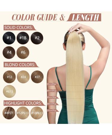 Elailite Real Hair Ponytail Extension #60 Platinum Blonde - 40cm 80g Smooth Natural Hair Braid - Buy Online on GoSupps.com