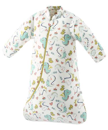 Chilsuessy Baby Sleeping Bag with Detachable Long Sleeves 2.5 Tog Wearable Blanket for Winter Toddler Sleeping Bag Kids Sleeping Sack for Infant Toddler Dinosaur Baby/2.5 Tog 2-4 Years