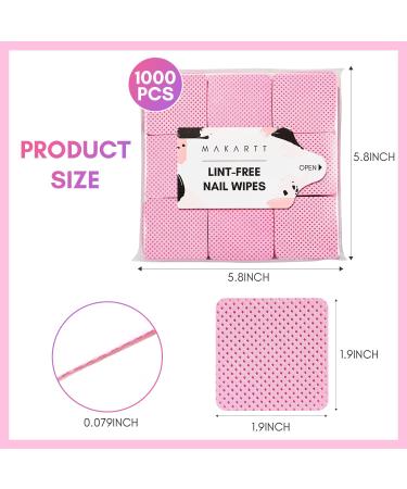 Makartt Lint Free Nail Wipes - 1000PCS Nail Polish Remover Pads & Eyelash Extension Glue Wipes - Super Absorbent Non-Woven Dry Wipes for Gel Nails & Nail Prep - Pink - Buy Online on GoSupps.com