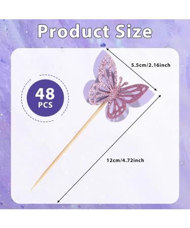 48 Pcs Glitter Butterfly Cupcake Toppers Purple Butterfly Cupcake Toppers 3D Double Layers Cupcake Topper Decorations Stand Food Picks Decorations for Butterfly Theme Birthday Party Wedding Supplies - Buy Online on GoSupps.com