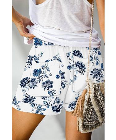 ONLYSHE Women's Casual Drawstring Shorts - Summer Elastic Waist with Pockets | Large B - Cornflower Blue - Buy Online on GoSupps.com