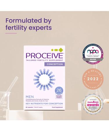 Proceive Men Fertility Supplement - Vitamins & Minerals for Conception - 60 Capsules - Vegan Friendly - Buy Online on GoSupps.com