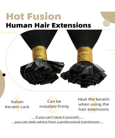 Ugeat Bonding Extensions: Premium Real Hair Keratin Flat Tip Extensions - 40cm Color 1B 50 Strands for Flawless Styles - Buy Online on GoSupps.com
