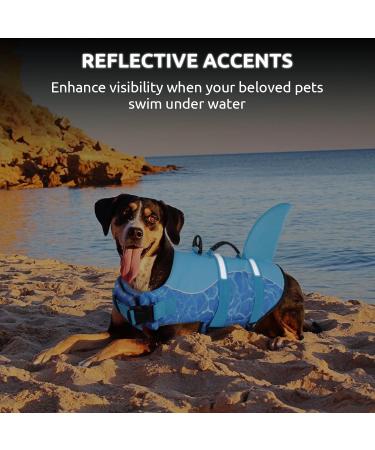 Shop Cit toile Dog Life Jacket - Safe & Lightweight Swimming Vest for All Dog Sizes | Reflective Handle & Shark Design - XL Blue - Buy Online on GoSupps.com
