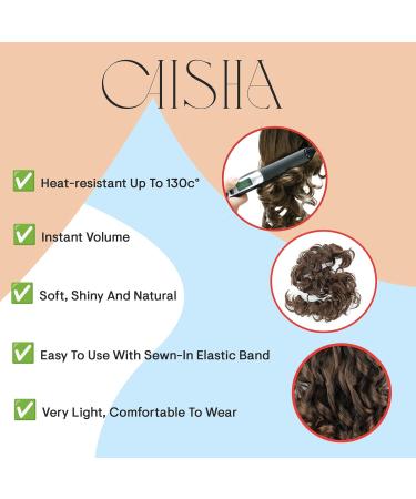 CAISHA XXL Ash Brown Messy Bun Hairpiece | Bridal Updo Voluminous Curly Hairstyle - Buy Online on GoSupps.com