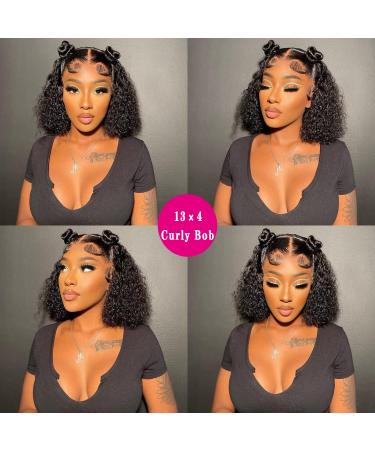 12 Inch Curly Bob Wig | Human Hair Lace Front Wig for Black Women | 180% Density | Pre-Plucked with Baby Hair | Natural Hairline - Buy Online on GoSupps.com