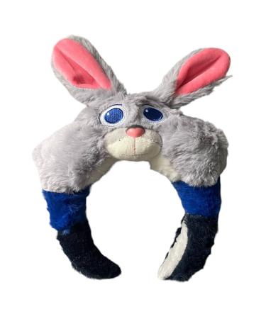 Judy Hopps Rabbit Zootopia Zootropolis Fluffy Alice Headband Padded Stuffed Faux Fur Fleece Lightweight Cosplay Party Head Band
