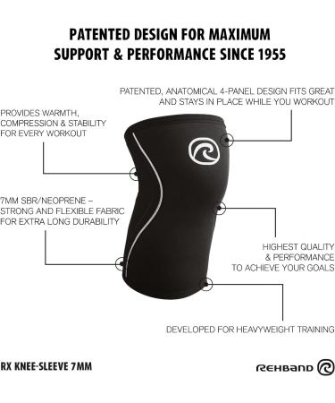 Rehband Kniebandage 7mm Neoprene - Flexible Non-Slip Knee Sleeve for Kraftsport & Fitness | XL for Men & Women - Steel Gray - Buy Online on GoSupps.com