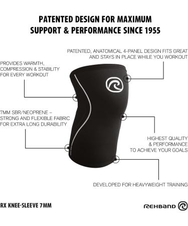 Rehband Kniebandage 7mm Neopren f r Kraftsport & Fitness - Flexible Rutschfeste Kniebandage f r M nner & Frauen - Schwarz - 1 St ck M - Buy Online on GoSupps.com