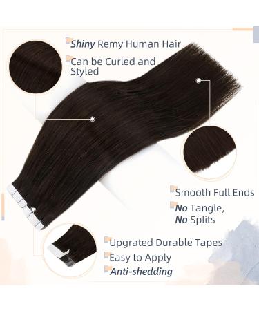RUNATURE Brown Tape in Human Hair Extensions - 16 Inch Straight 50g #2 - Buy Online on GoSupps.com
