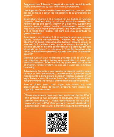 Bio Nutrition D3 12000 Iu Vegi-Caps 50 Count - Buy Online on GoSupps.com