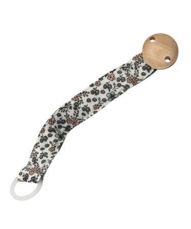 Piccolila baby pacifier chain - pacifier band made of organic cotton - pacifier strap with wood clip and BPA -free silicone ring - suitable for almost all pacifiers - individual designs (Flower Meadow)