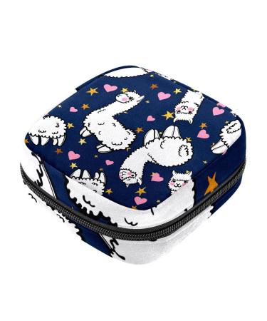 Cute Animal Alpaca Love Sanitary Napkin Storage Bags Menstrual Cup Pouches Nursing Pad Holder Tampon Bags Multicoloured 04