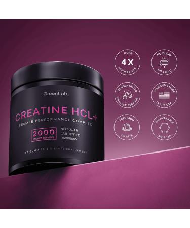 Creatine HCL+ 2000mg Female Performance Complex Sugar-Free Vegan Raspberry Flavor Chewable Gummies for Women 90 Count Rasberry - Buy Online on GoSupps.com