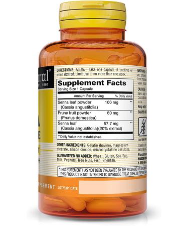 Mason Natural Prune Senna Concentrate 100 Capsules - Digestive Health Supplement - Buy Online on GoSupps.com