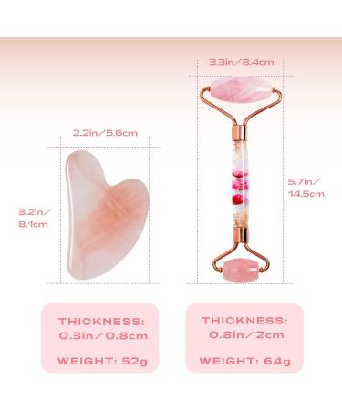 Premium Gua Sha and Roller Set - Facial Skin Care Gift Box for Women & Men | Reduce Puffiness Wrinkles & Stimulate Blood Flow - Pink - Buy Online on GoSupps.com
