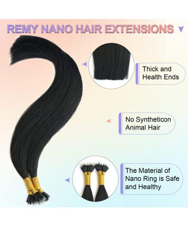 KOCONI 16 Inch Black Nano Rings Hair Extensions Real Human Hair Extensions Double Drawn Nano Ring Hair Extension Nano Tip Beads Human Hair Extensions 50g 1g/Strand #1 Jet Black 16 inch #1 Jet Black - Buy Online on GoSupps.com